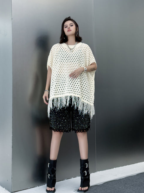 Fringe Knit Oversize Top